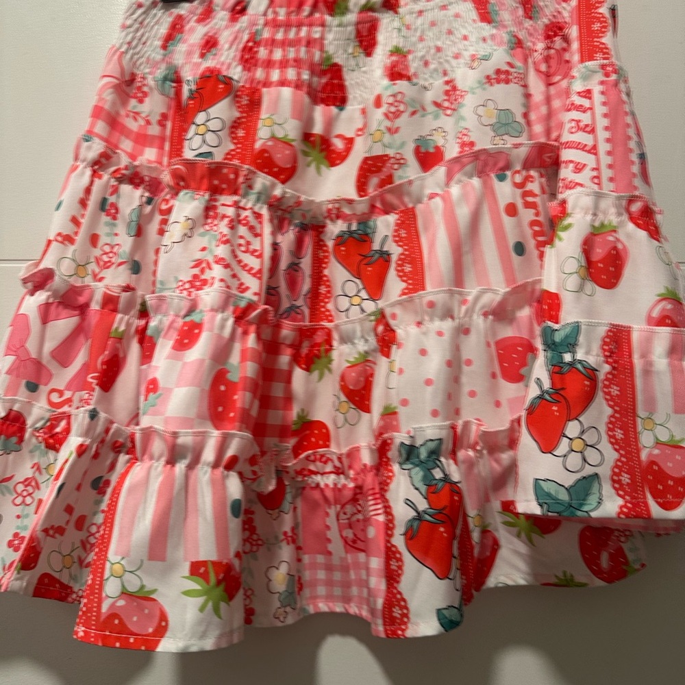 ROMWE women Strawberry Print Skirt